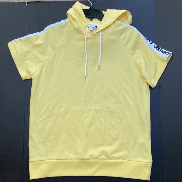 New G by GUESS Logo Tape-Trim Short Sleeve Hoodie - Picture 1 of 5